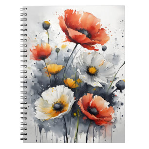 Klaprozen en madeliefjes - Watercolor bloemen Notitieboek