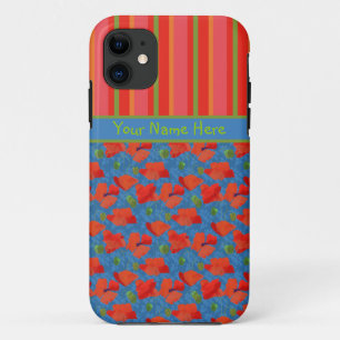 Klaprozen en strepen iPhone 5/5s hoesje