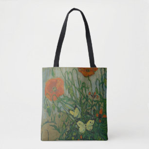 Klaprozen en vlinders door Vincent Van Gogh Draagtas