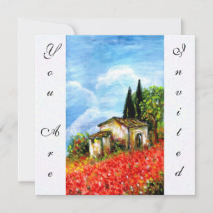 KLAPROZEN TOSCANE LANDSCHAP Rode Bloemvelden Wit Kaart