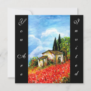 KLAPROZEN TOSCANE LANDSCHAP Rode Bloemvelden Zwart Kaart