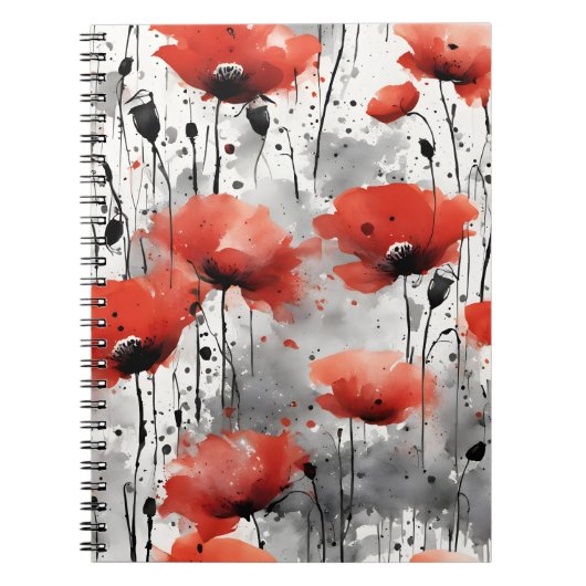 Klaprozen - Watercolor bloemen Notitieboek (Voorkant)