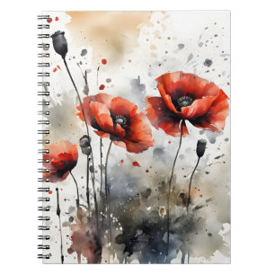 Klaprozen - Watercolor bloemen Notitieboek