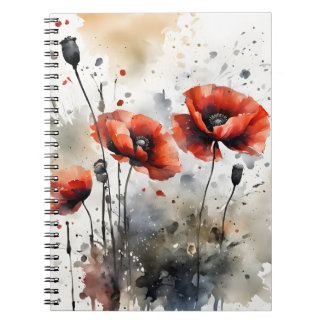 Klaprozen - Watercolor bloemen Notitieboek