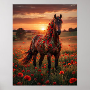 Klaprozenpaard Sunset Run Poster