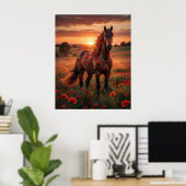 Klaprozenpaard Sunset Run Poster (Thuiskantoor)