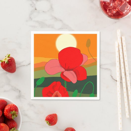 Klaprozenweide bij zonsondergang    servet (Insitu)