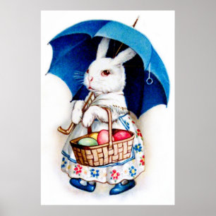 Klapsaddle: PaasBunny-meisje met paraplu Poster