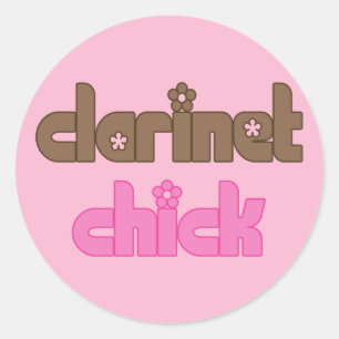 klarinet chick muziek cadeau ronde sticker