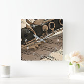 Klarinet Close-up Vierkante Klok (Huis)