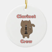 Klarinet Crew Cat Schattige Bruin Roze Keramisch Ornament (Voorkant)