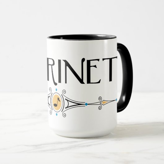 Klarinet decoratieve lijn mok (Voorkant rechts)