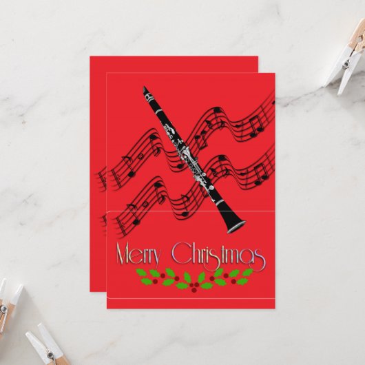 Klarinet Kerstmis Hulst  Kaart (Voorkant / Achterkant in situ)