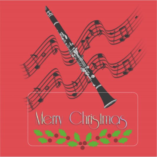 Klarinet Kerstmis Sticker (Voorkant)