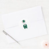 Klarinet Konijn Marching Band Groen Wit Ronde Sticker (Envelop)