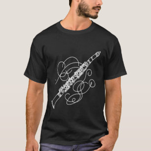 Klarinet Muziekinstrument Lijn Kunst Tekening Lang T-shirt