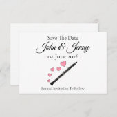 Klarinet Muzikant bruiloft Save the Date (Voorkant / Achterkant)