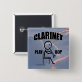 Klarinet Play Boy Vierkante Button 5,1 Cm (Voorkant /achterkant)