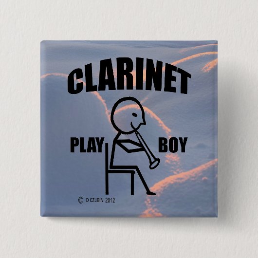 Klarinet Play Boy Vierkante Button 5,1 Cm (Voorkant)