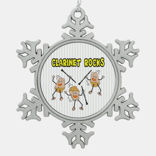 Klarinet Rocks Tin Sneeuwvlok Ornament (Voorkant)
