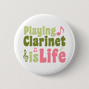 Klarinet spelen is het leven ronde button 5,7 cm