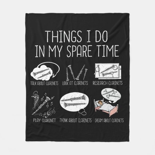 Klarinetspeler Mannen Orchestra Funny Klarinet Fleece Deken (Voorkant)