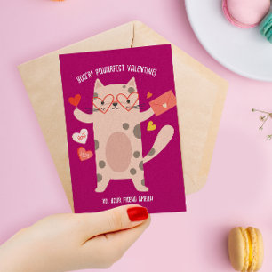 Klas Valentijnsdagkaart Schattige Kat Notitiekaartje