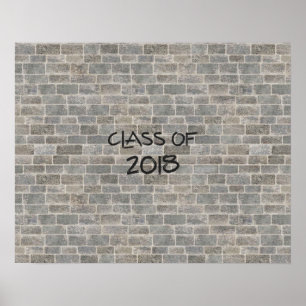 Klas van 2018 Grijze Baksteen "Schrijf op mijn muu Poster
