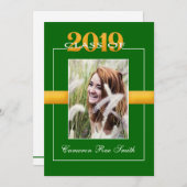Klas van 2019 Groene en Gele Afstudeerfeest Kaart (Voorkant / Achterkant)