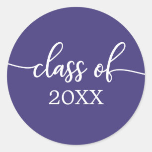Klas van 2021 Eenvoudige Chic Calligrafie Klassiek Ronde Sticker