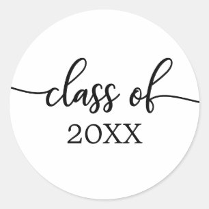 Klas van 2021 Eenvoudige Chic Calligrafie Ronde Sticker