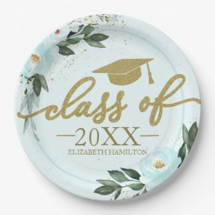 Klas van 2021 Goud Turquoise Bloemengraduatiefest Papieren Bordje