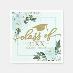 Klas van 2021 Goud Turquoise Bloemengraduatiefuif Servet