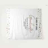 Klas van 2021 Gouden Confetti-achtergrond afstuder Wandkleed (Voorkant (horizontaal))