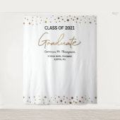 Klas van 2021 Gouden Confetti-achtergrond afstuder Wandkleed (Voorkant)