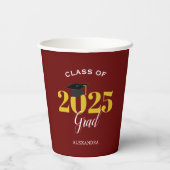 Klas van 2023 Afstudeerder Eenvoudig Wijnrood en G Papieren Bekers (Achterkant)