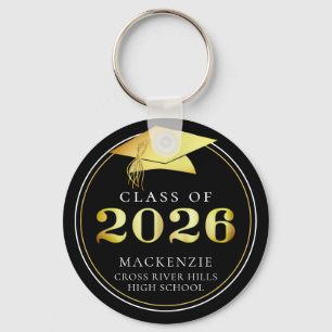 Klas van 2023 Elegant Zwart Goud Persoonlijk Sleutelhanger