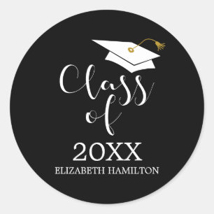 Klas van 2024 afstudeerhoed chic kalligrafie ronde sticker