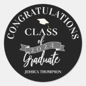 Klas van 2024 Gefeliciteerd Afgestudeerd Afstudere Ronde Sticker (Voorkant)