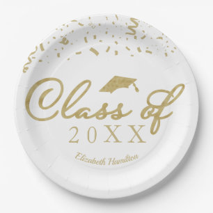 Klas van 2024 Gouden Script Afstudeerfeest Wit Papieren Bordje