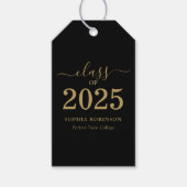 Klas van 2025 Black Gold Script Afstuderen Cadeaulabel (Voorkant)