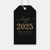 Klas van 2025 Black Gold Script Afstuderen Cadeaulabel (Achterkant)