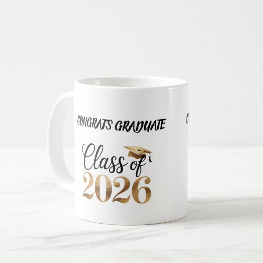 Klas van 2026 Afstudeer T-Shirt Cadeau Koffiemok (Voorkant links)