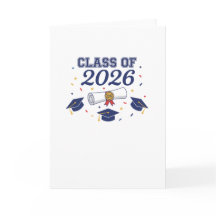 Klas van 2026 afstudeerhoeden en diploma kaart bla