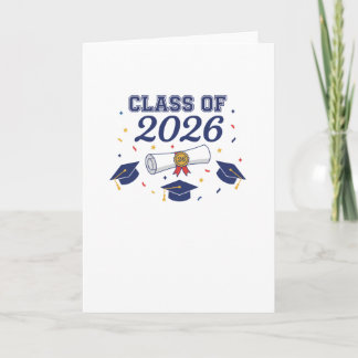 Klas van 2026 afstudeerhoeden en diploma kaart bla