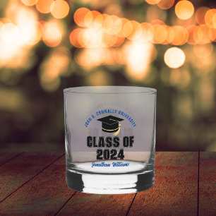 Klas van 2026 Blauwe Afstudeerceremonie Aangepaste Whisky Glas