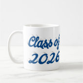 Klas van 2026 blauwe script afstuderen koffiemok (Links)