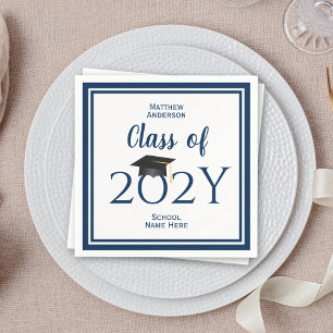 Klas van 2026 Elegante Marineblauwe Afstudeerfeest Servet
