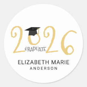 Klas van 2026, Goud en Zwart Persoonlijk Ronde Sticker