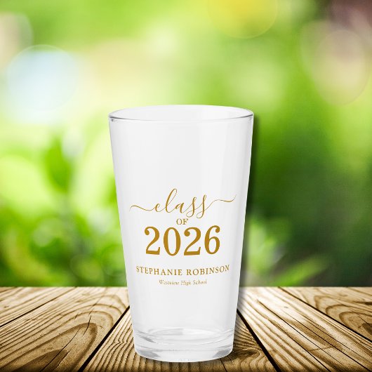 Klas van 2026 Gouden Schrift Typografie Afstuderen Glas
